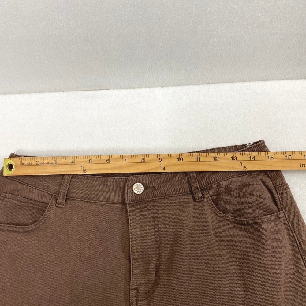 Entro Pants Women Large Chocolate Brown Wide Leg Cropped Cuffed Dark Academia - Picture 7 of 11